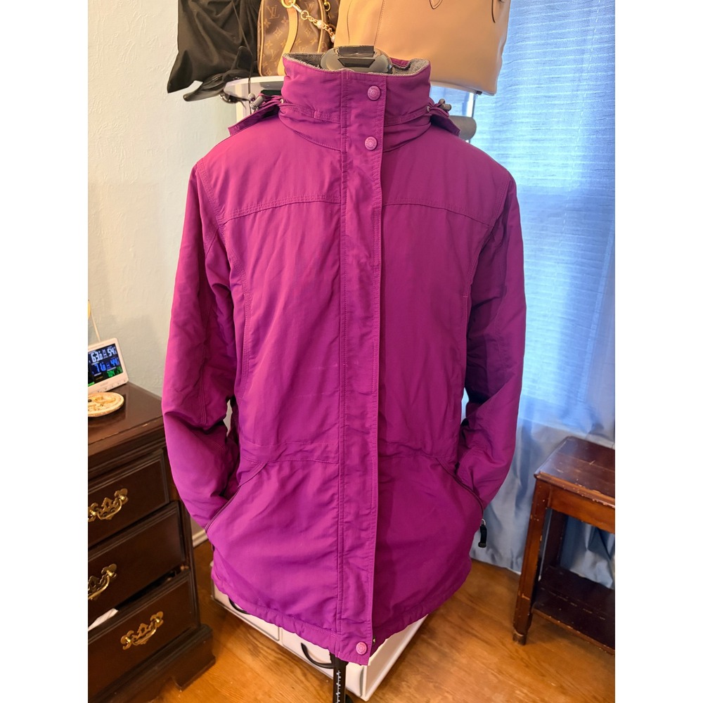 L.L. Bean Winter Jacket Size M Pet Purple Fleece Lined Hooded Parka Gorpcore